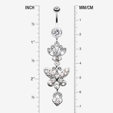 Detail View 1 of Jeweled Butterflies Belly Button Rings-Clear Gem